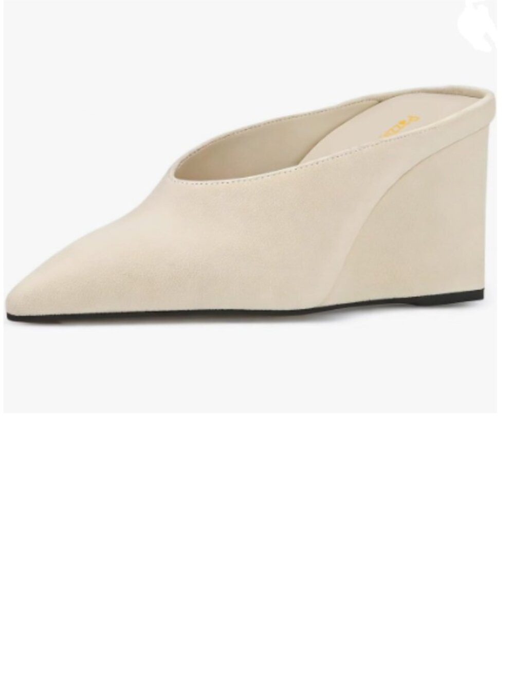 Pazzion Beige Suede Pointed Toe Mid Low Heel Clogs Mule Slip On Wedges Sandals